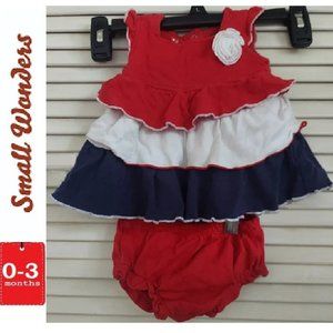 🎁 10/$25- Patriotic outfit,  0-3 months, Small Wonders